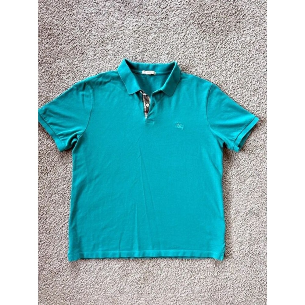 Burberry Brit Mens XXL Teal Solid Knit Short Sleeve Polo Shirt